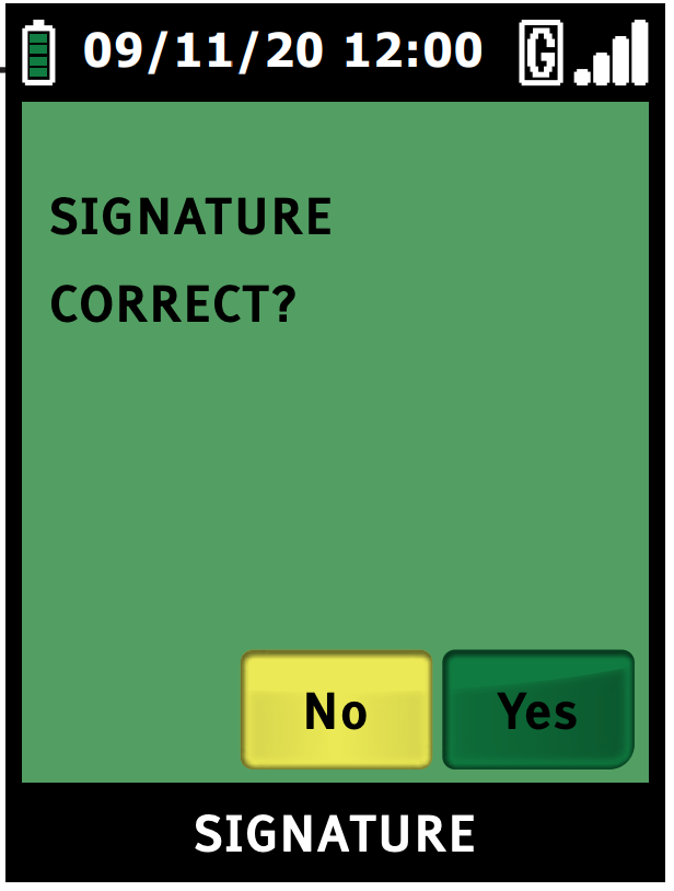 prompt to ask if signature is correct 