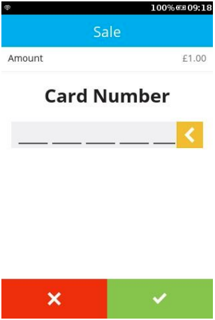 enter customer card long number