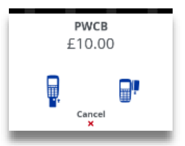 terminal is ready to enter customer card details for cashback 