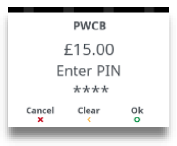 once pin is entered correctly press ok to complete purchase with cashback 